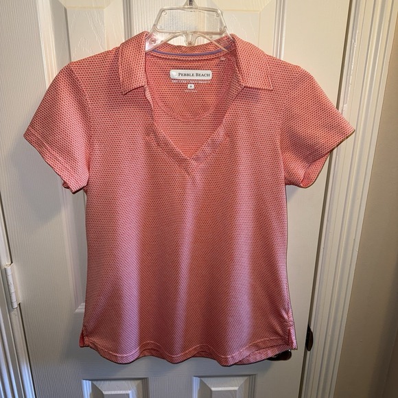Pebble Beach Tops - Pebble Beach Orange Short Sleeve Dry-Luxe Performance Golf Polo Top Womens Small